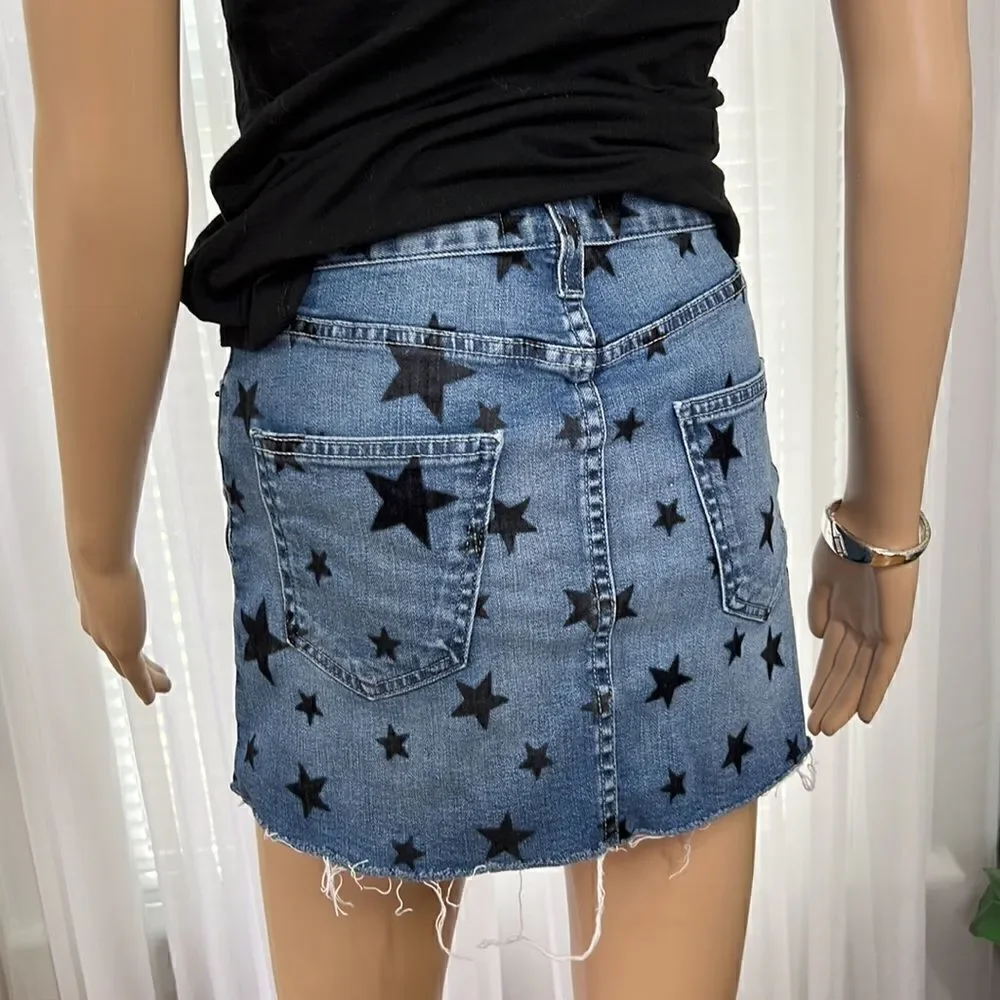 Current/Elliot The Cut Off Button Fly Mini Jean Skirt